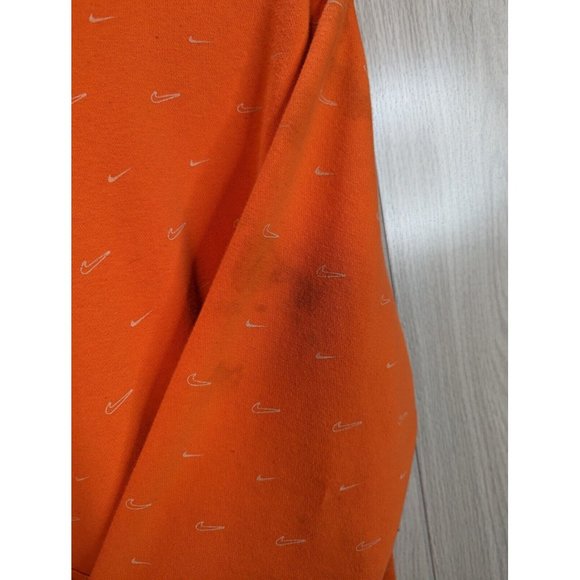 Nike Men Hoodie Large Orange Swoosh Graphic All Over Front Pocket Pullover READ - Picture 6 of 10